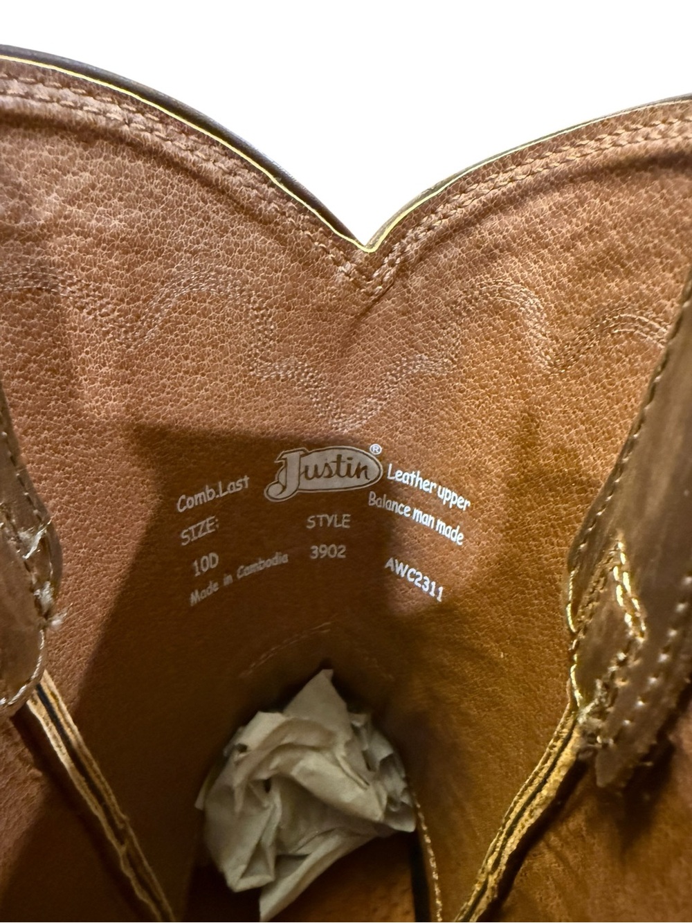 Justin Jeb Apache Cowhide Roper Boots Tan Style 3902 Men’s Size 10 D NWT $189.99 - Picture 9 of 14